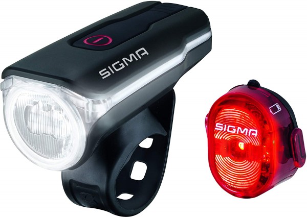 Sigma Sport LED Fahrradbeleuchtung-Set AURA 60 USB/NUGGET II, Frontlicht und Rücklicht, StVZO Zulass
